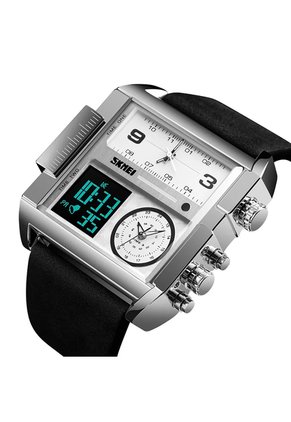 Reloj Skmei 1584 Dual Time Tablero Blanco - Negro