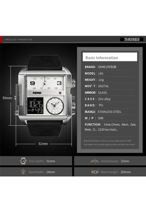 Reloj Skmei 1584 Dual Time Tablero Blanco - Negro
