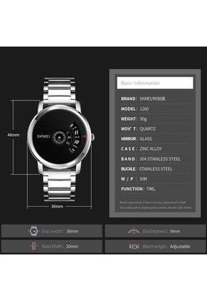 Reloj Skmei 1260 Minimalista Tablero Negro - Plata