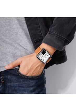 Reloj Skmei 1584 Dual Time Tablero Blanco - Cafe