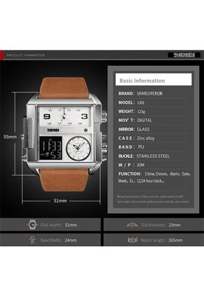 Reloj Skmei 1584 Dual Time Tablero Blanco - Cafe