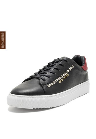 Tenis Para Hombre Cuero Negro X Rojo Viola Raimon T Viola