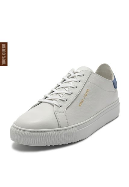 Tenis Para Hombre Cuero Blanco X Azul Viola Rayden