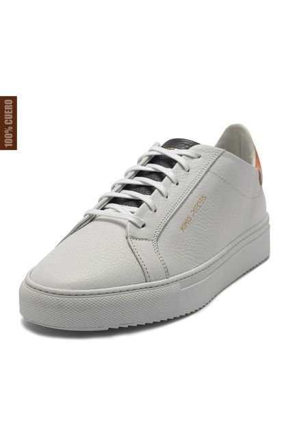 Tenis Para Hombre Cuero Blanco X Naranja Viola Rayden
