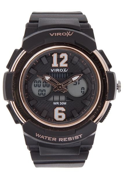 Reloj Negro-Oro Rosa Virox