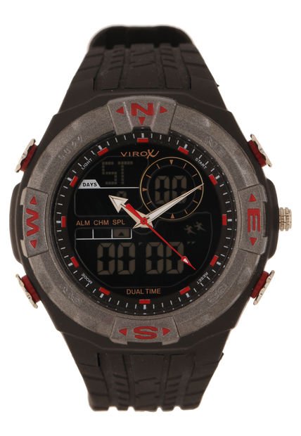 Reloj Negro.Gris-Rojo Virox