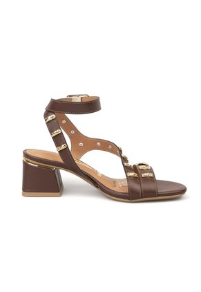 Sandalia Tacon Bajo Cuadrado Café-Chocolate Vizzano