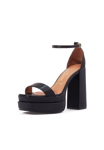 Sandalia Plataforma Tacón Negro Napa Vizzano Vizzano