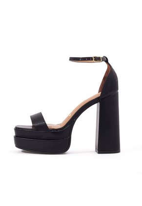 Sandalia Plataforma Tacón Negro Napa Vizzano