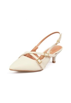 TACON BAJO MULE MARFIL DORADO VIZZANO