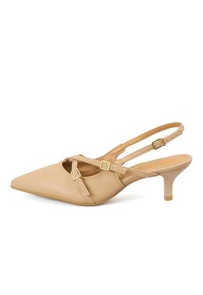 TACON BAJO MULE BEIGE DORADO VIZZANO