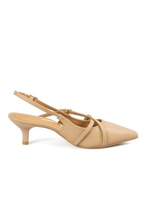 TACON BAJO MULE BEIGE DORADO VIZZANO