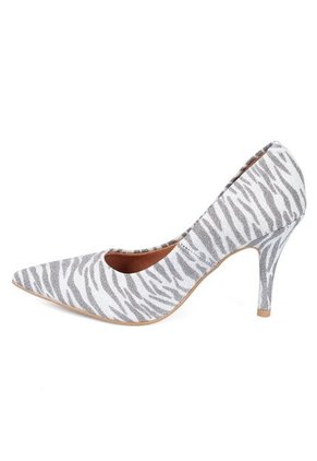 Tacon Alto Stiletto Plata Animal Print Glitter Vizzano