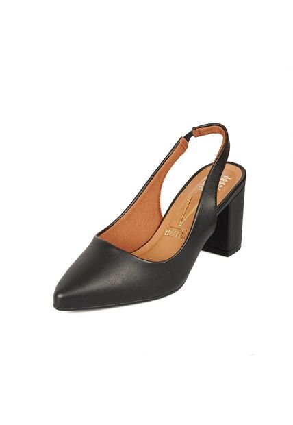 Tacon Medio Cuadrado Slingback Negro Vizzano