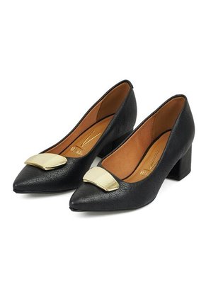 Tacon Medio CuadradoNegro Dorado Vizzano