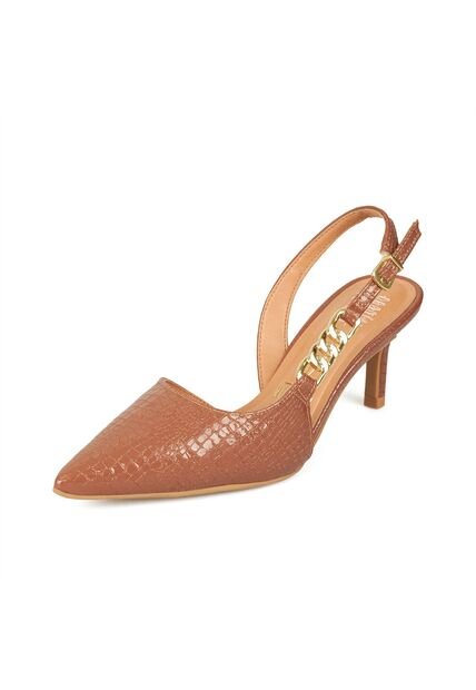 Tacon Medio Slingback Café-Mocca Croco Vizzano