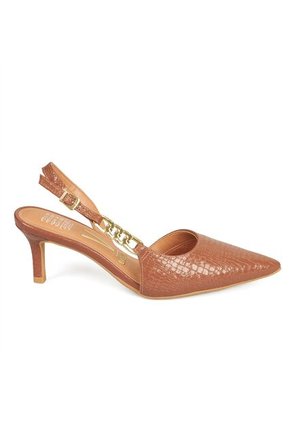 Tacon Medio Slingback Café-Mocca Croco Vizzano