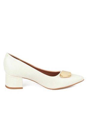 Tacon Medio Cuadrado Blanco-Marfil Dorado Vizzano