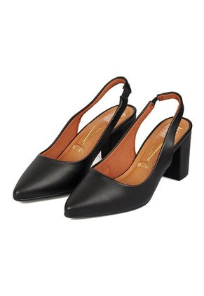 Tacon Medio Cuadrado Slingback Negro Vizzano