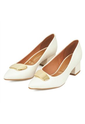 Tacon Medio Cuadrado Blanco-Marfil Dorado Vizzano