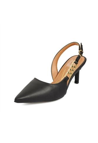 Tacon Medio Slingback Negro Dorado Vizzano Vizzano