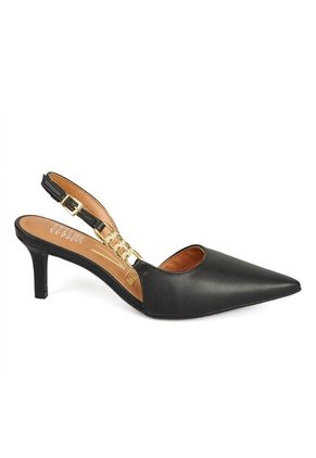 Tacon Medio Slingback Negro Dorado Vizzano