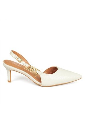 Tacon Medio Slingback Blanco-Marfil Croco Vizzano