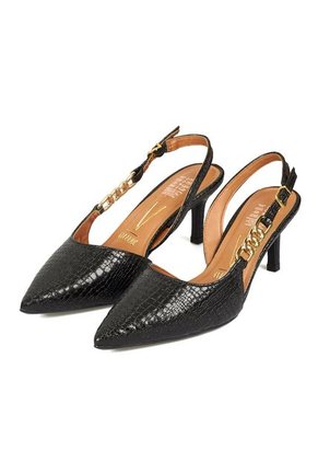 Tacon Medio Slingback Negro Croco Vizzano