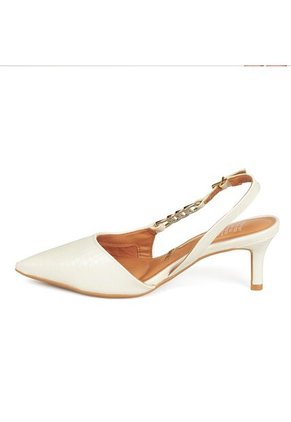 Tacon Medio Slingback Blanco-Marfil Croco Vizzano