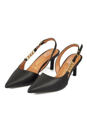 Tacon Medio Slingback Negro Dorado Vizzano