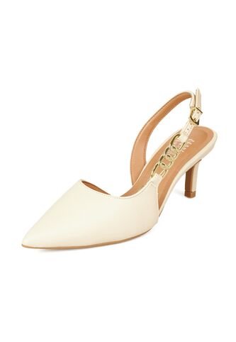 Tacon Medio Slingback Crema Dorado Vizzano Vizzano
