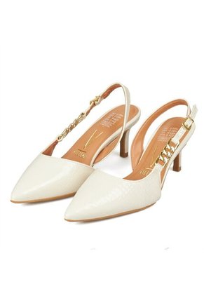 Tacon Medio Slingback Blanco-Marfil Croco Vizzano