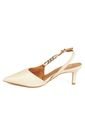 Tacon Medio Slingback Crema Dorado Vizzano de Vizzano