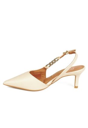 Tacon Medio Slingback Crema Dorado Vizzano