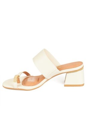 Sandalia Tacon Medio Mule Blanco-Marfil Vizzano
