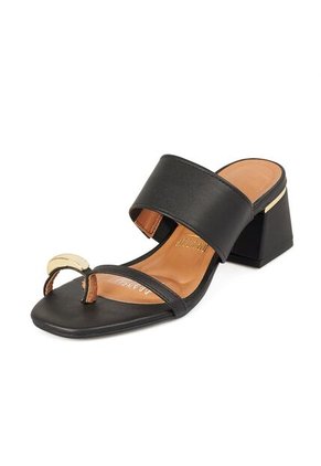 Sandalia Tacon Medio Mule Negro Vizzano