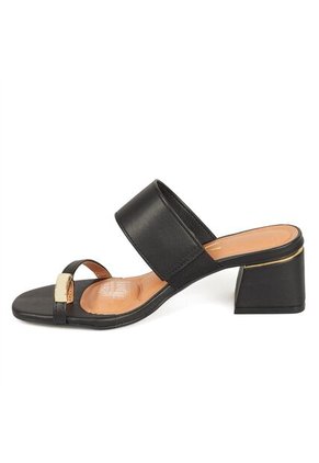 Sandalia Tacon Medio Mule Negro Vizzano