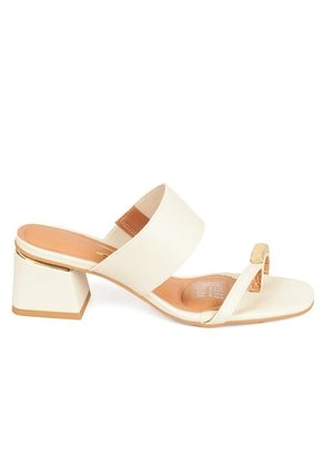 Sandalia Tacon Medio Mule Blanco-Marfil Vizzano