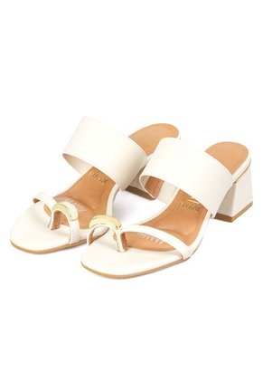 Sandalia Tacon Medio Mule Blanco-Marfil Vizzano