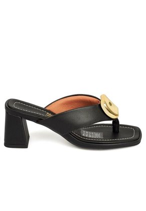 Sandalia Tacon Medio Cuadrado Negro Vizzano