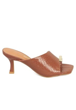 Sandalia Tacon Medio Café-Mocca Croco Vizzano