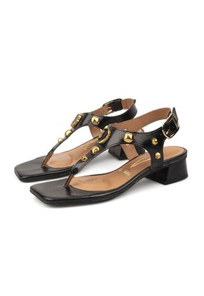 Sandalia Tacon Bajo Cuadrado Napa Imperiale Negro Vizzano
