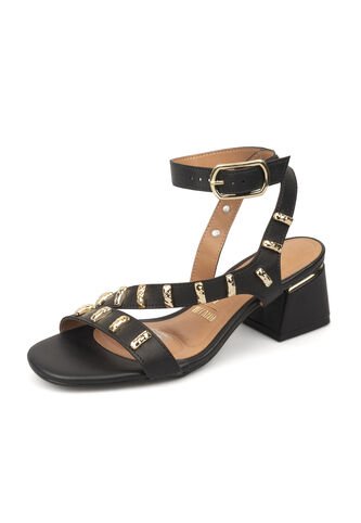 Sandalia Tacon Bajo Cuadrado Pelica Negro Vizzano Vizzano
