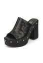 Sandalia Tacon Alto Cuadrado Mule Piton Negro Vizzano de Vizzano