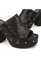 Sandalia Tacon Alto Cuadrado Mule Piton Negro Vizzano de Vizzano