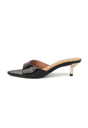 Sandalia Tacon Bajo Verniz Croco Negro Vizzano