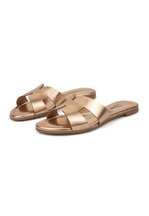 Sandalia Plana Brilho Oro Rosado Vizzano