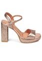 Sandalia Tacon Alto Cuadrado Plataforma Oro Rosa Metalico Vizzano de Vizzano