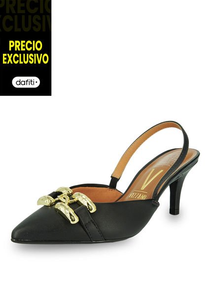 Tacón Medio Negro - Dorado Vizzano