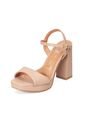 Sandalia Tacón Alto Cuadrado Plataforma Beige Vizzano de Vizzano